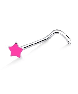 Pink Star Curved Nose Stud NSKB-807